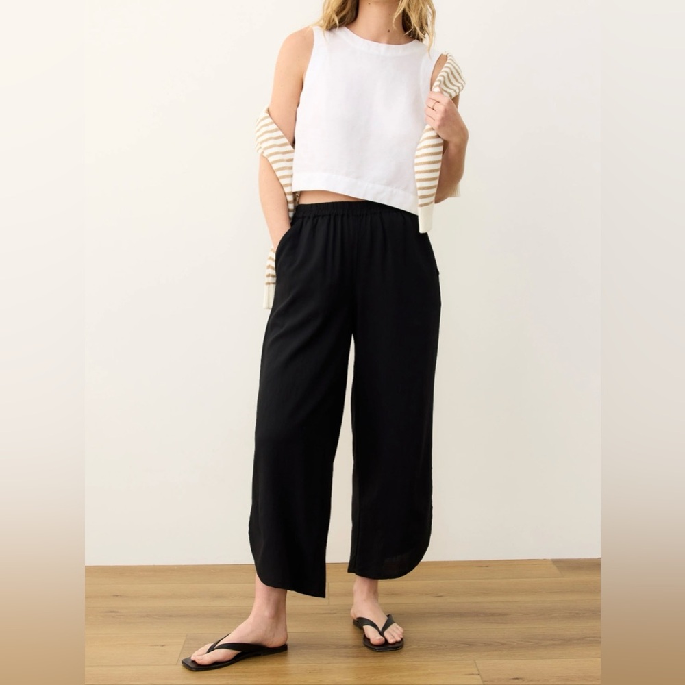 Marine Layer Allison Black Wide-Leg Cropped Pants